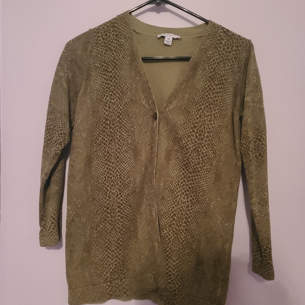 Green snakeskin print cardigan